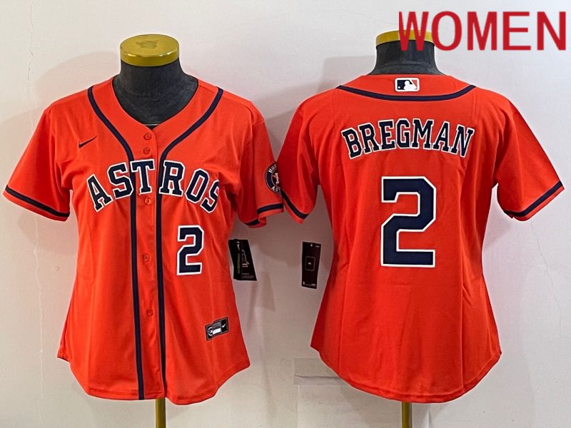 Women Houston Astros #2 Bregman Orange Game Nike 2022 MLB Jersey